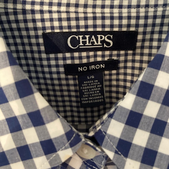 Navy and white gingham Chaps button down top - Picture 2 of 6